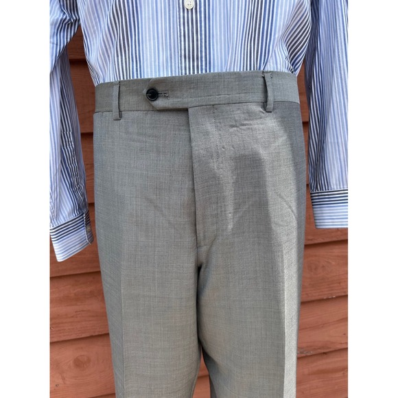 Tommy Hilfiger Dress Pants Gray Wool Blend‎ Flat Front Career Size 36x30 - Picture 1 of 6